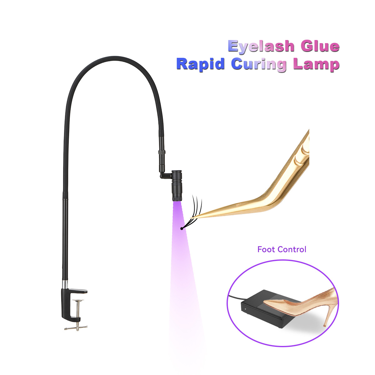 Eyelash Extension Uv - UVまつげエクステンションランプグラフティングまつげピンセット速乾性調整可能なスポットネイルランプ美容作業ランプ屈折ランプ