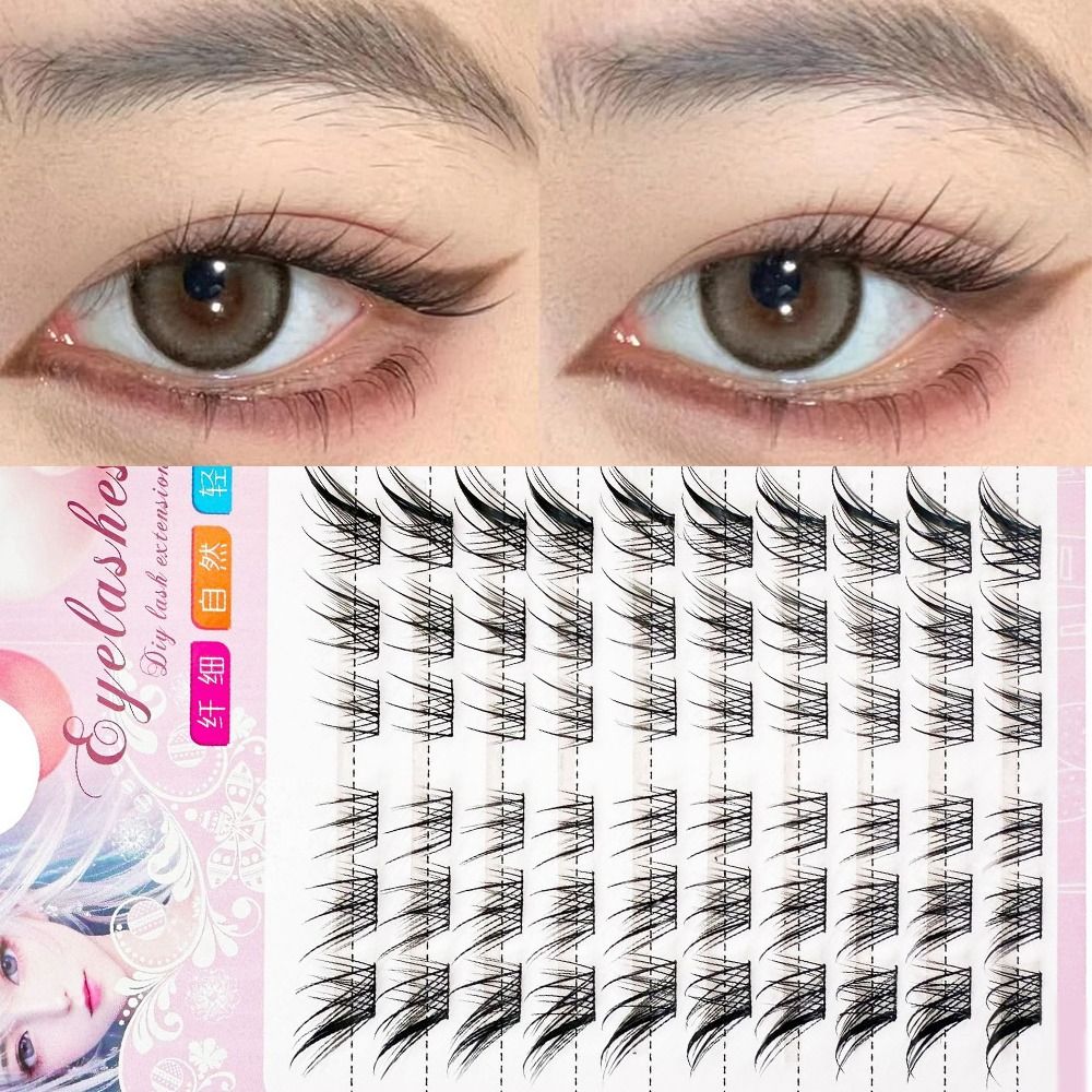 Eyelash Extension Fox Eye - 3D キャットアイクラスターまつげナチュラル DIY ラッシュエクステンションつけまつげうっすらマンガフォックス個別まつげまつげエクステンション用