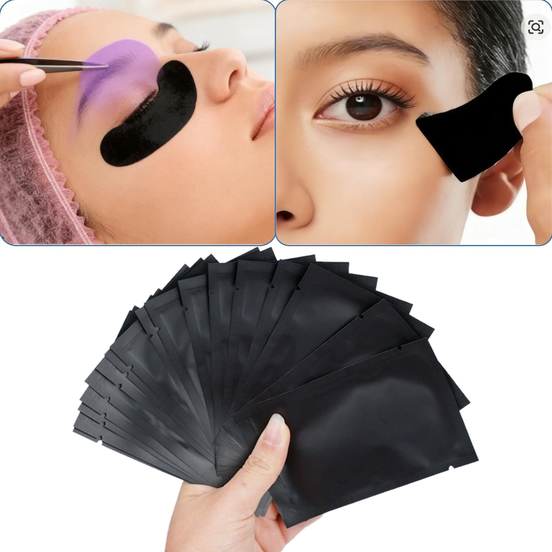 Eyelash Extension Uv - 25/50 ペアパッド入り UV ブラックパッチまつげエクステンション用アイジェルパッドハイドロゲル分離紫外線紙ステッカーラップメイクアップ新