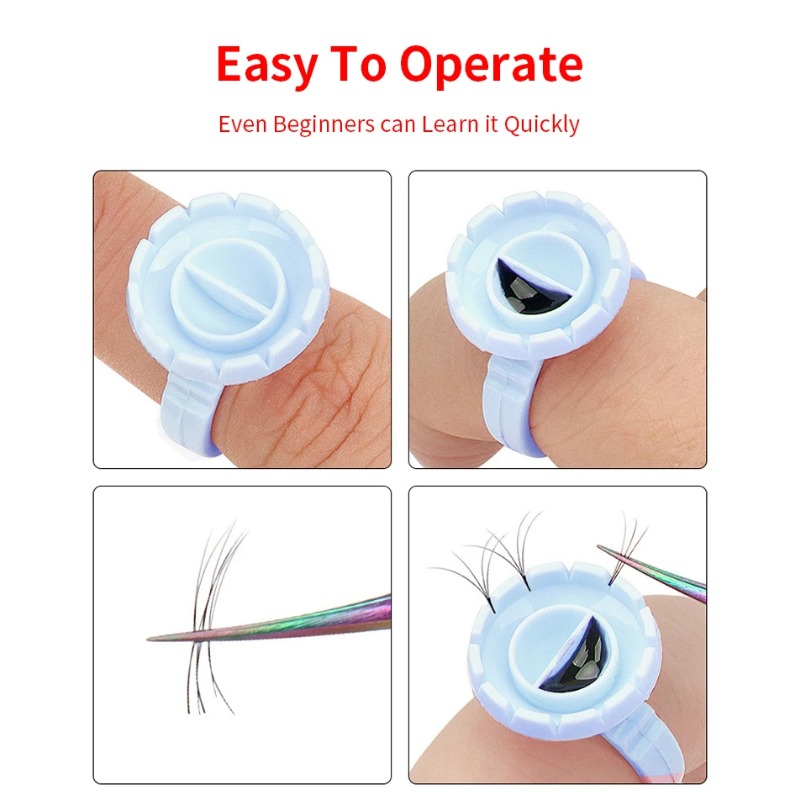 Eyelash Extension Double Lash - 100 個使い捨てまつげ接着剤リングカップタトゥー顔料ホルダーコンテナメイクアップ女性のためのまつげエクステンション用品ツール