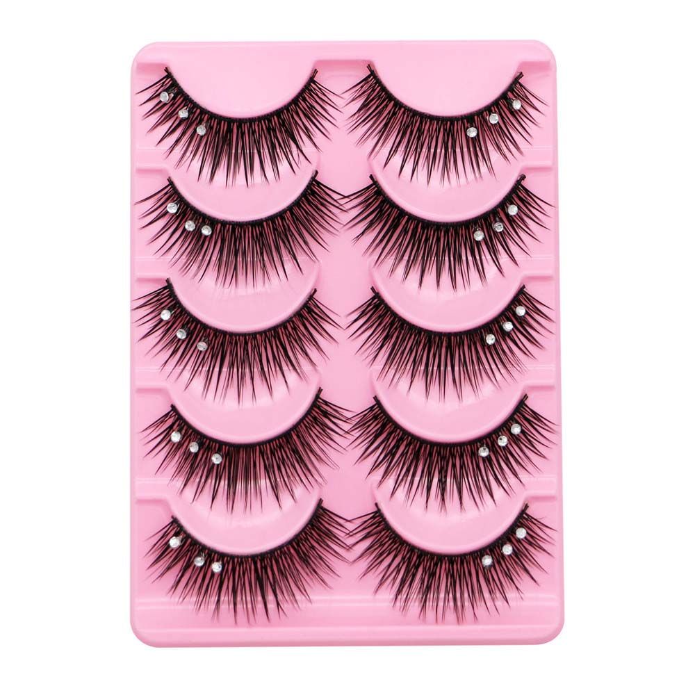 Eyelash Extension For Big Eyes - スパンコール付き厚めクロスラッシュアイメイクツール、ビッグアイズまつげ、まつげエクステ、スパンコールつけまつげ、ラインストーンつけまつげ