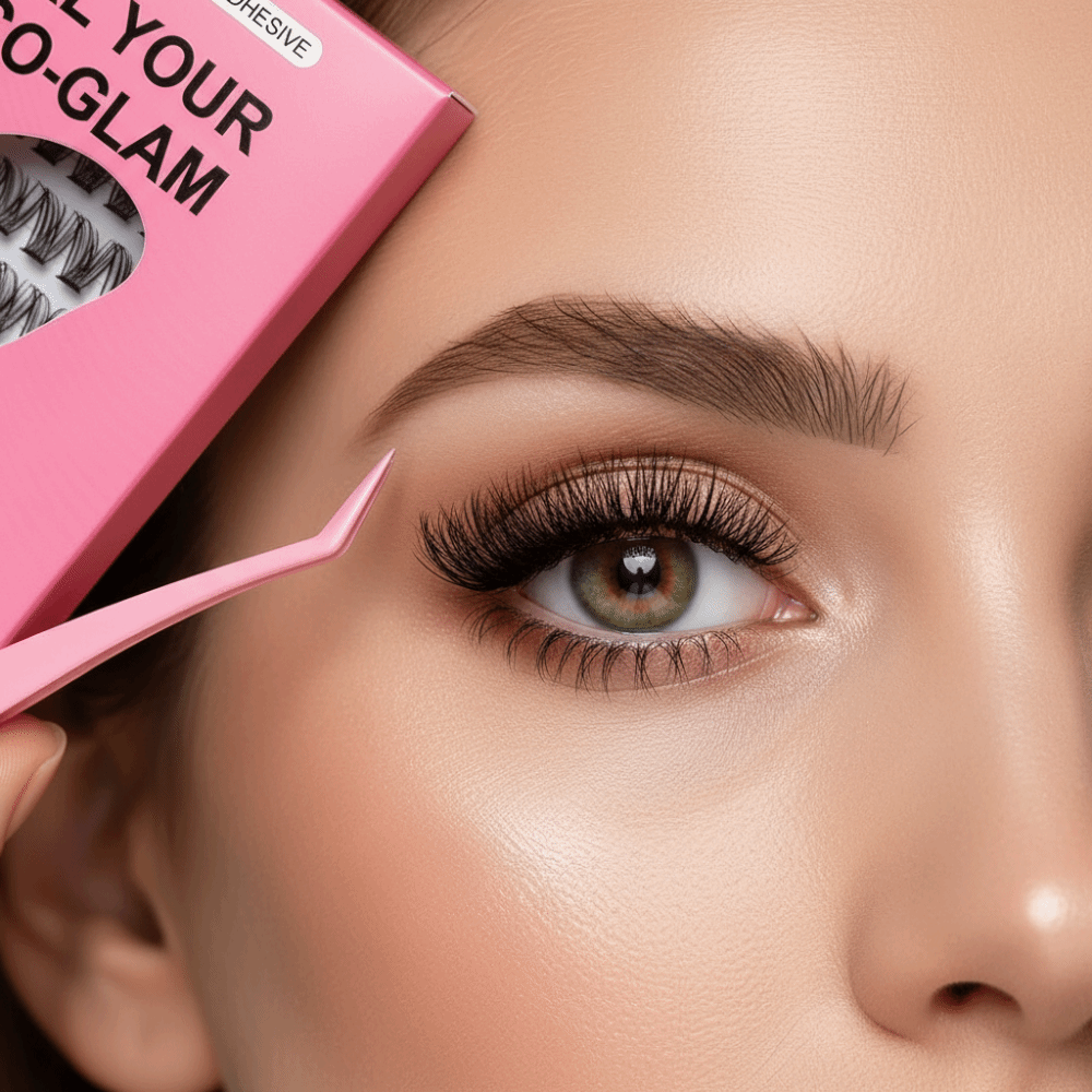 Eyelash Extension Double Lash - 自然な見た目DIYまつげエクステキット ふわふわ 接着剤不要 つけまつげ 簡単装着 セルフ接着式まつげ束