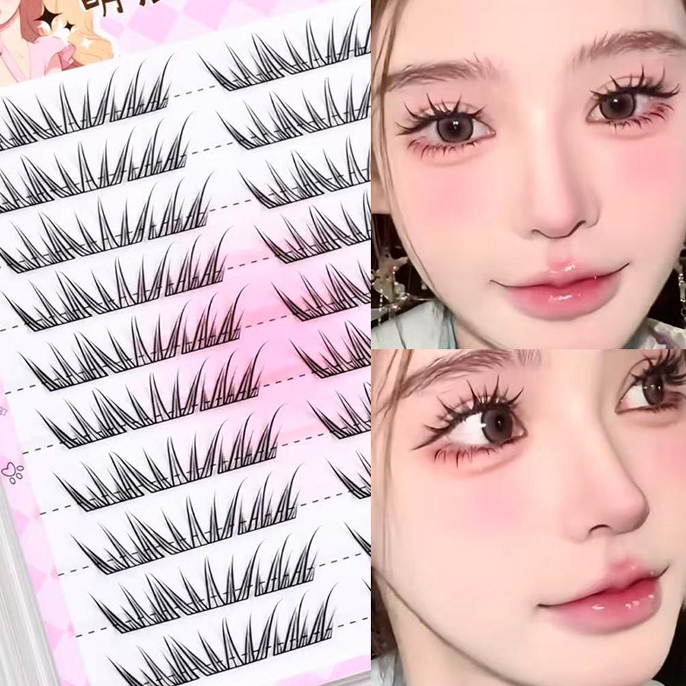 Eyelash Extension Fox Eye - 接着剤不要のつけまつげ DIY フォックスアイスタイル 超薄型バンド付き 初心者向けの自然な見た目のエクステンション