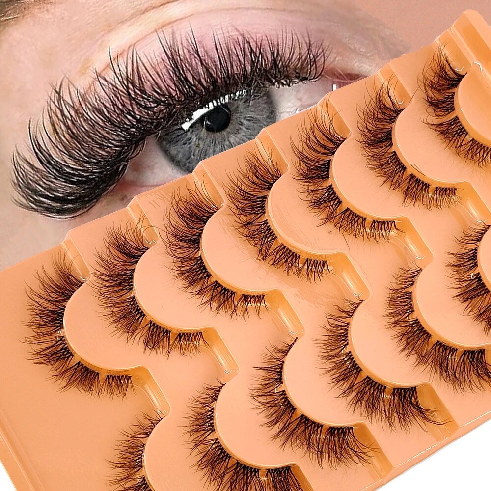 Eyelash Extension For Big Eyes - 天然ミンクの目のつけまつげ,目の見えないバンド,まつげエクステ,クロスクラスターの妖精,3D,大きな目,長い偽のまつげ,7ペア