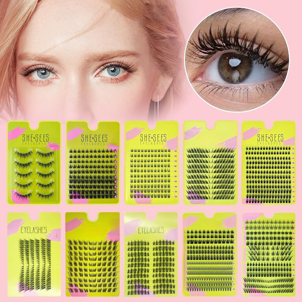 Eyelash Extension Volume Cat Eye - ナチュラルクラスターつけまつげ エクステンション ソフトウィスピー キャッツアイ ボリュームストリップ パーティーメイク用