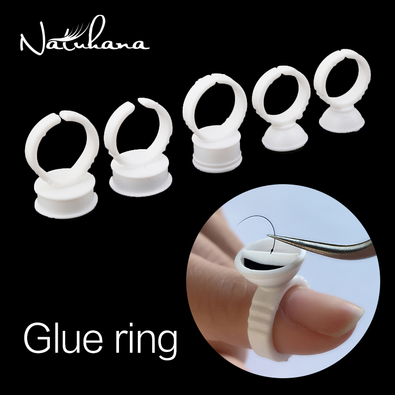 Eyelash Extension Double Lash - NATUHANA 100 個使い捨てまつげエクステンショングルーホルダーリングラッシュ延長タトゥー粘着顔料パレットホルダーリング