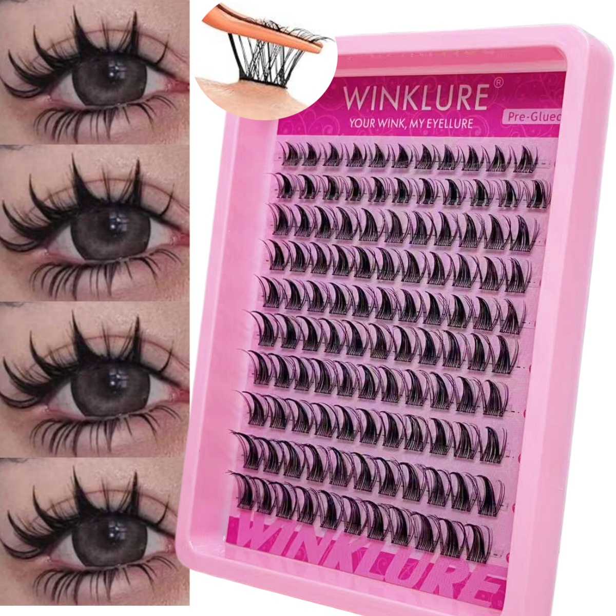 Eyelash Extension Volume Cat Eye - WINKLURE 自己粘着式つけまつげ グルー不要 アニメ漫画風まつげ フェイクミンク キャットアイまつげエクステ