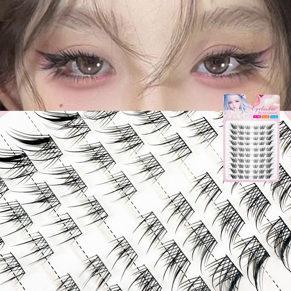 3D キャットアイクラスターまつげナチュラル DIY ラッシ - Eyelash Extension Fox Eye のレビューと価格