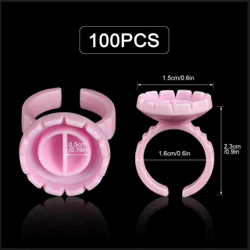 100 個使い捨てまつげ接着剤リングカップタトゥー顔料ホルダ - Eyelash Extension Double Lash のレビューと価格