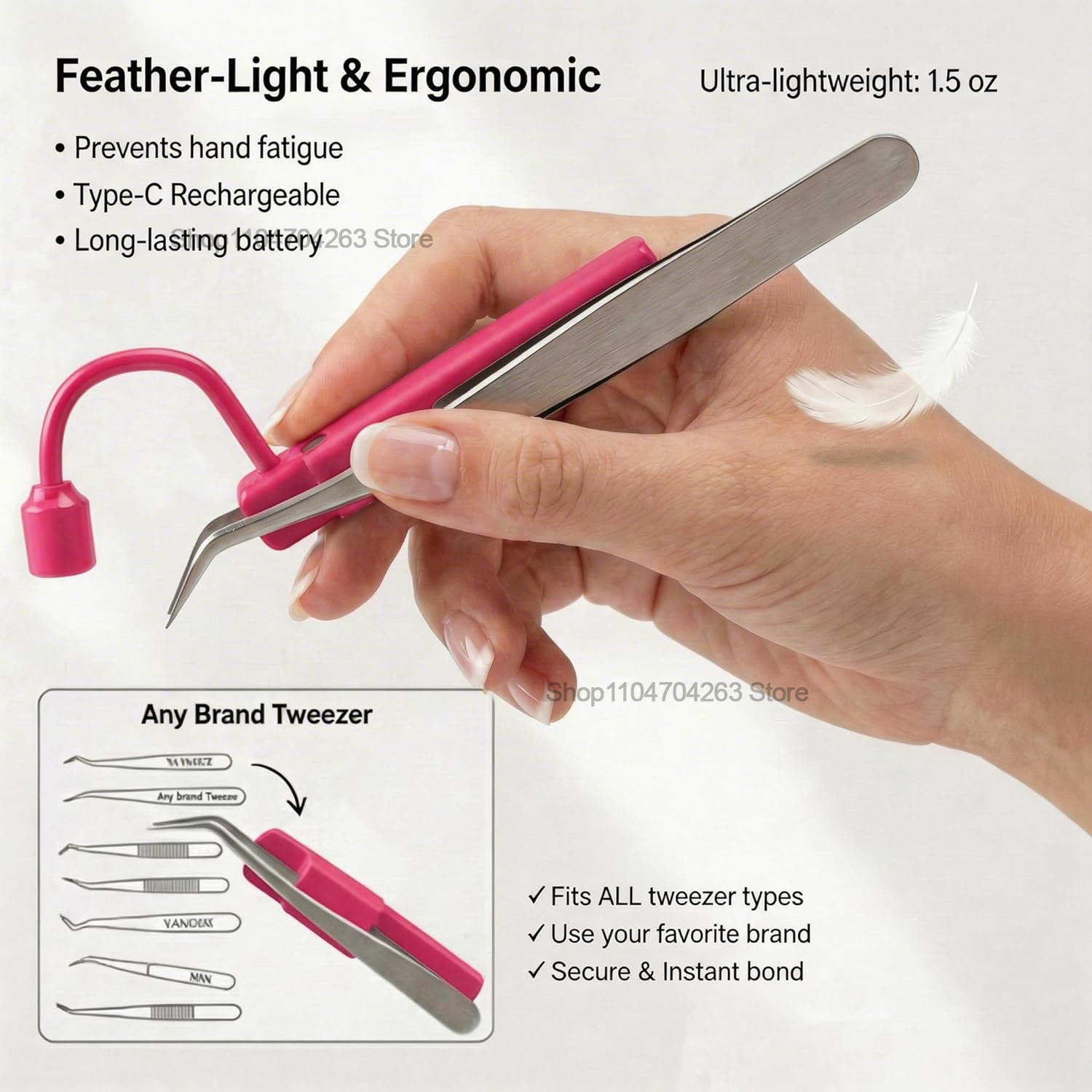 ミニUVまつげライト180 °   ピンセット用回転アタッチ - Eyelash Extension Uv のレビューと価格