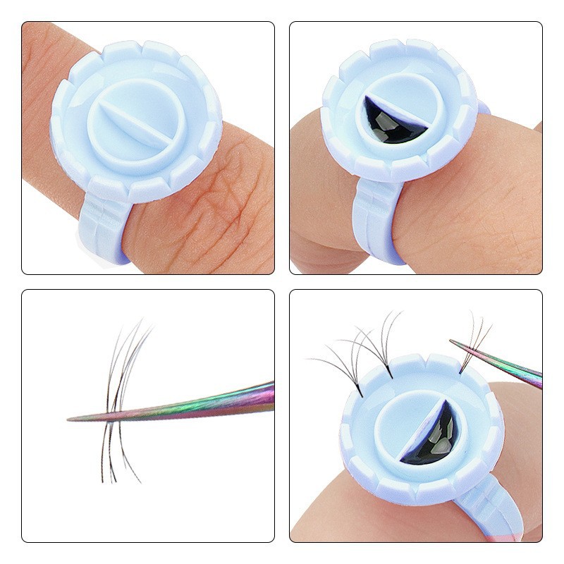 100 個使い捨て接着剤リングホルダーまつげエクステンション - Eyelash Extension Double Lash のレビューと価格
