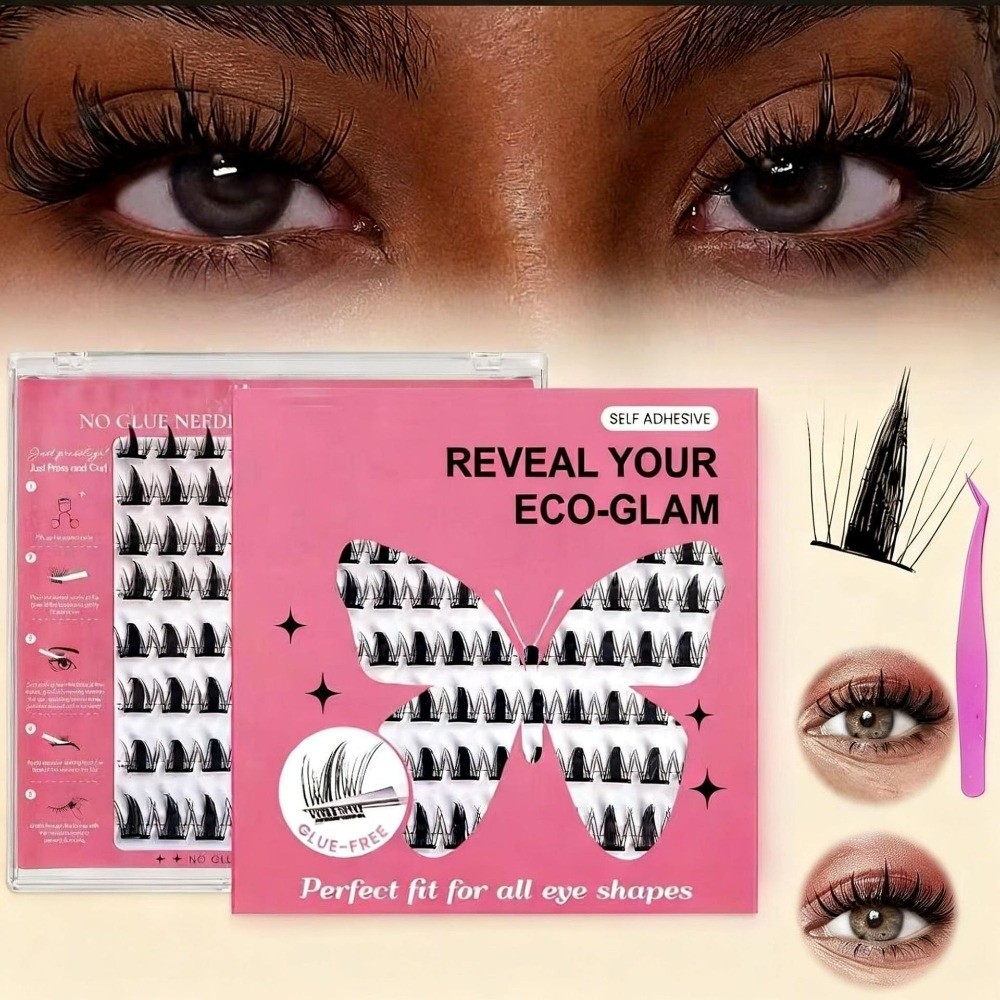 自然な見た目DIYまつげエクステキット ふわふわ 接着剤不要 - Eyelash Extension Double Lash のレビューと価格