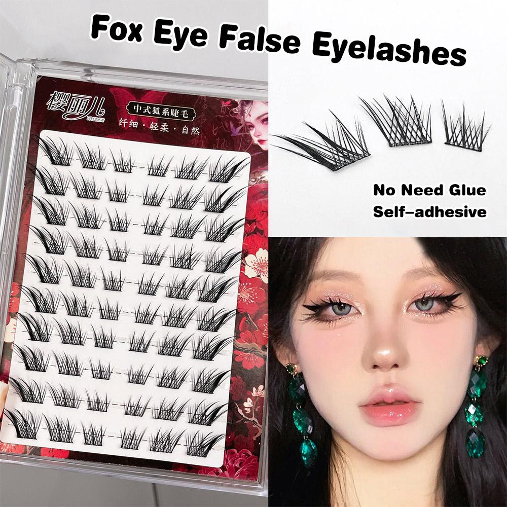 自己粘着グルーフリーまつげ束 マンガ風 取り外し不要 フォッ - Eyelash Extension Fox Eye のレビューと価格