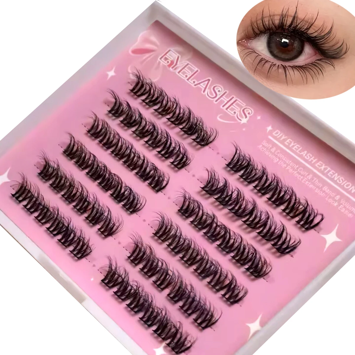 AMSDCN 10 行つけまつげ黒 0.07 ミリメートル繊 - Eyelash Extension For Big Eyes のレビューと価格