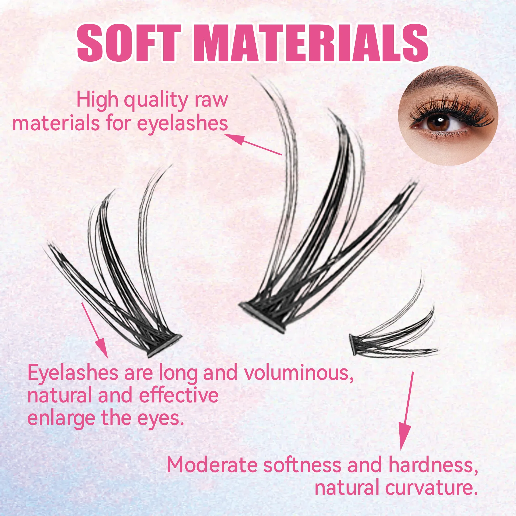 まつげ200本セット、クラスターラッシュボンド＆シール、メイ - Eyelash Extension Double Lash のレビューと価格